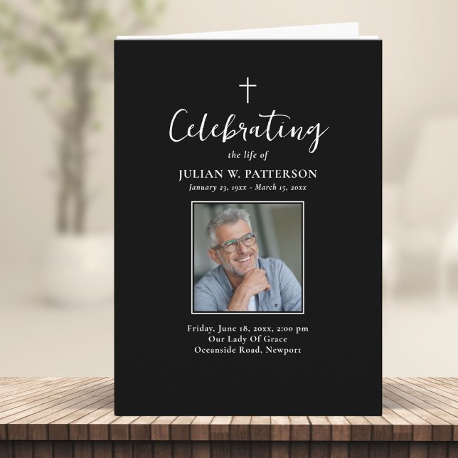 Programa Fotos simples Clásico Funeral Orden del servicio (Subido por el creador)