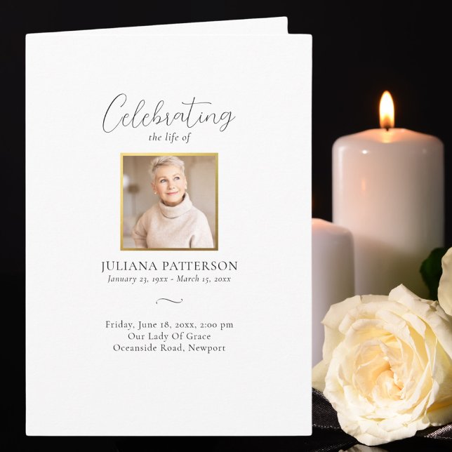 Programa Fotos simples y elegantes celebración del funeral  (Subido por el creador)