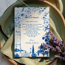 Programa French Blue Pastoral  Wedding Letter and Itinerary