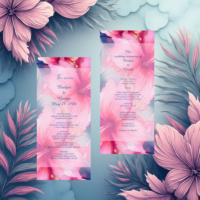 Programa fuchsia hawaiian tropical floral hibiscus wedding (Subido por el creador)