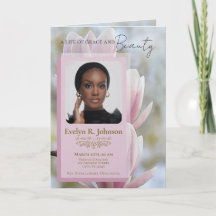 Programa Funeral Bifold de 5 Fotos de Magnolia