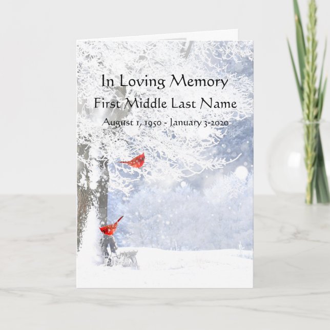 Programa Funeral Cardenal Red Birds Wind Snow (Anverso)