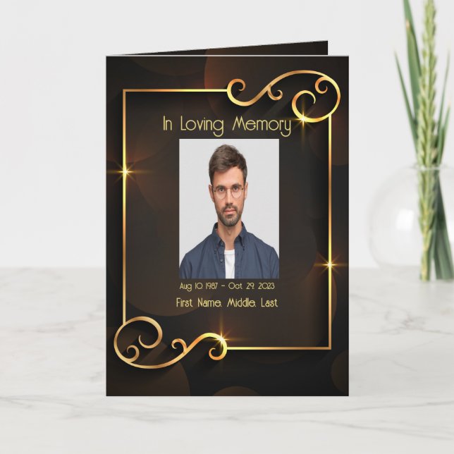 Programa Funeral Clásico Elegante Oro Negro (Anverso)