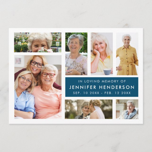 Programa Funeral de Collage de fotos de memoria moderno (Anverso)