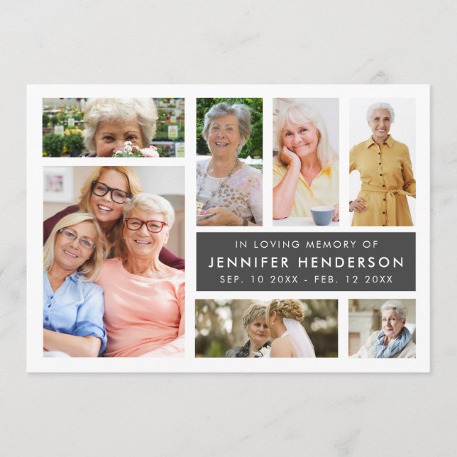 Programa Funeral de Collage de fotos de memoria moderno (Anverso)