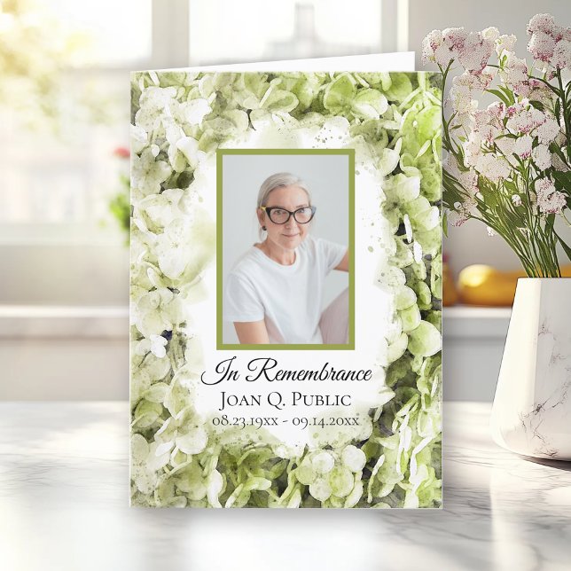 Programa Funeral de Green Hydrangea Flowers Servicio plegad (Subido por el creador)