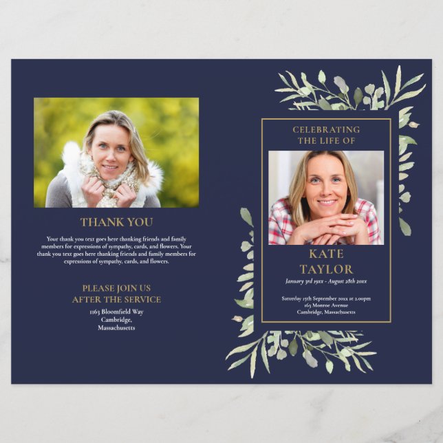 Programa Funeral De La Foliage De Orden Azul (Anverso)