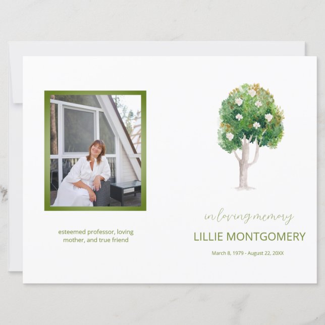 Programa Funeral de Magnolia Tree de 4 páginas de  (Anverso)