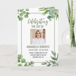 Programa Funeral - Diseño de hojas de eucalipto