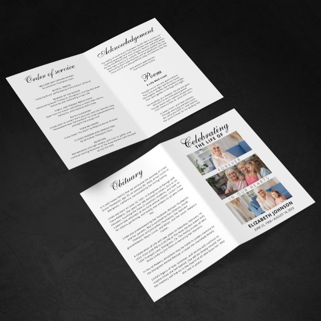 Programa Funeral elegante con Collage de fotos (Subido por el creador)