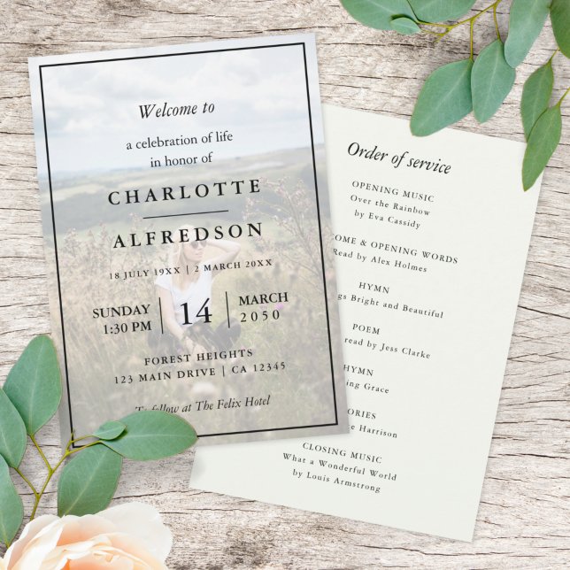 Programa Funeral elegante | Foto Orden de servicio conmemor (Subido por el creador)