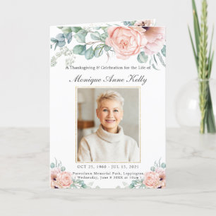 Programa Funeral elegante suave Rubor rosa Roses floral de