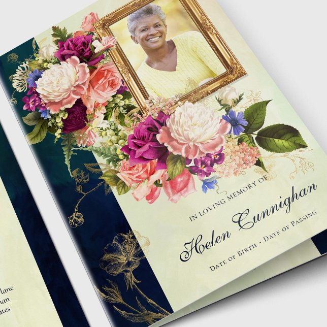 Programa Funeral Floral | Servicio de pedido funer (Vintage Flowers Funeral Program | Funeral Order of Service)