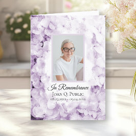 Programa Funeral Funeral de las Flores De Hidrangea Púrpura