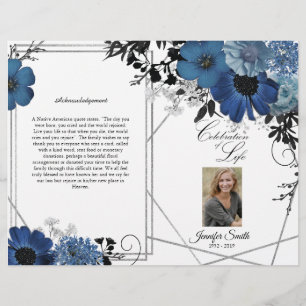 Programa Funeral Geométrico Floral Azul Negro
