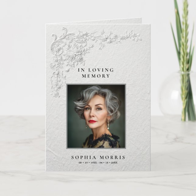 Programa Funeral Memorial Floral con Relieve Falso (Anverso)