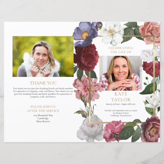 Programa Funeral Memorial Floral Orden Del Servici (Anverso)