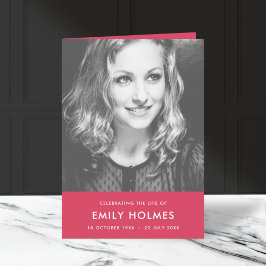 Programa Funeral moderno | Orden rosa de servicio doblado