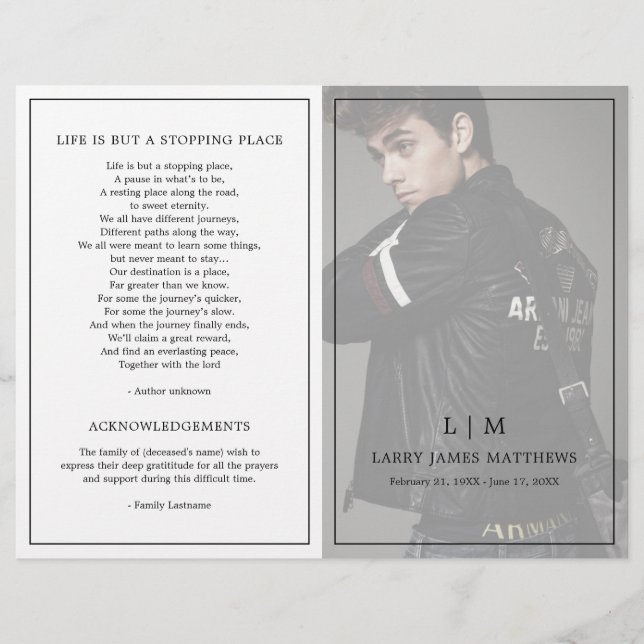 Programa Funeral Moderno Simple Monograma (Anverso)