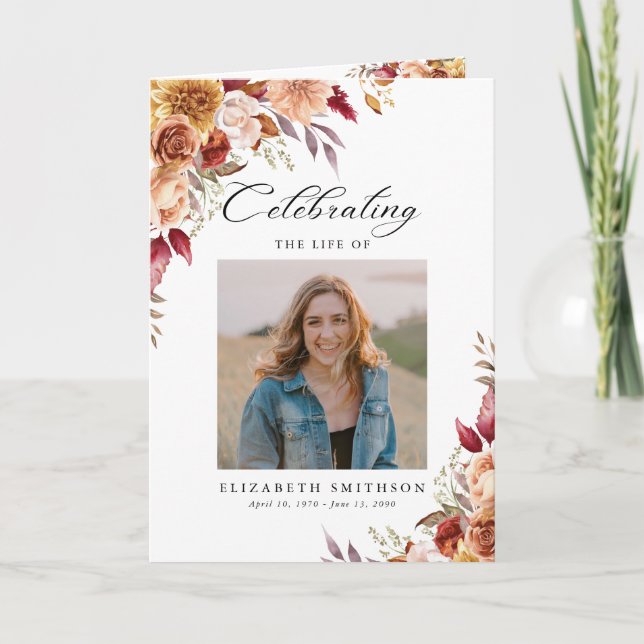 Programa Funeral Otoño Foto Orden de Servicio (Anverso)