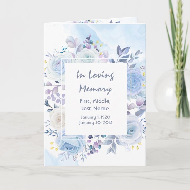 Programa Funeral Personalizado Flores Azules (Anverso)