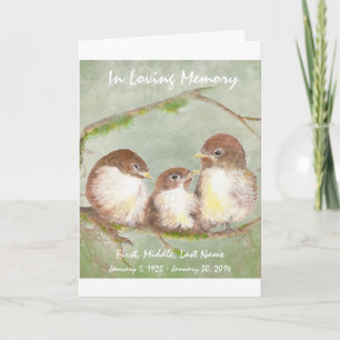 Programa Funeral Personalizado Watercolor Sparrow