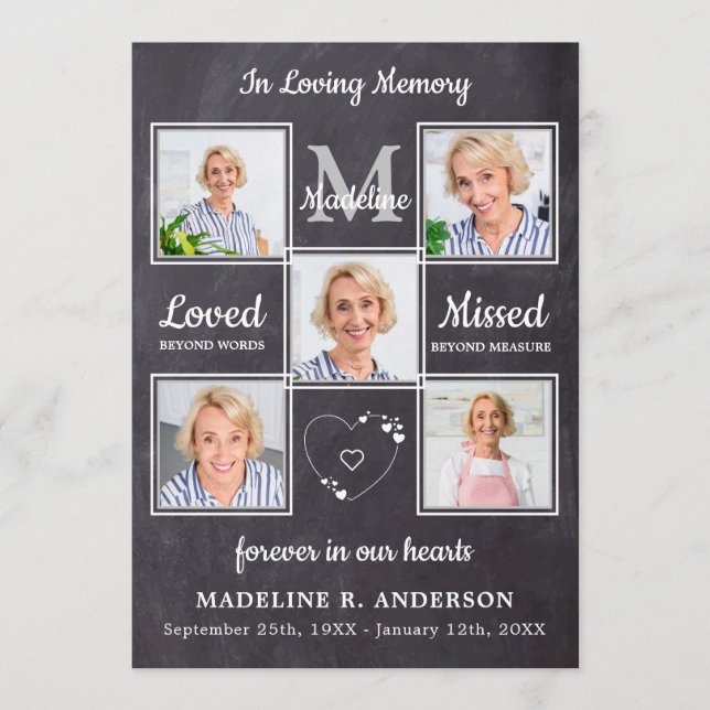 Programa Funeral Rústico De 5 Fotos Memorial Orden Del Serv (Anverso)