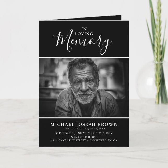 Programa Funeral Simple Sympathy Photo (Anverso)