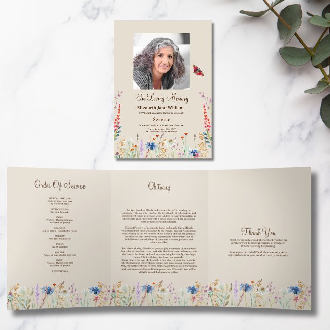 Programa Funeral Tri-Fold de Foto de Flor Silvestr (Subido por el creador)