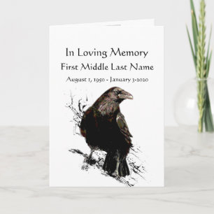 Programa Funeral Watercolor Raven Bird