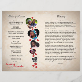 Programa funerario beige grunge de temática cardía