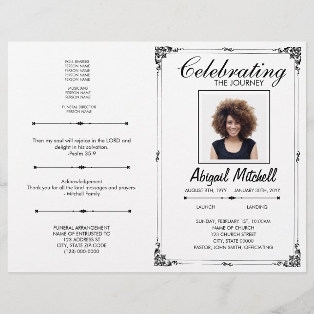 Programa funerario | Celebración Del Viaje | FP001 (Frente)