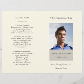 Programa funerario de celebración moderna de la vi