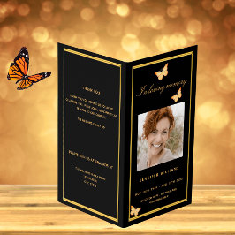 Programa funerario de mariposa con foto de oro neg