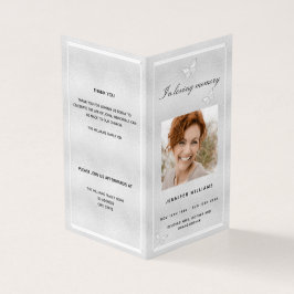 Programa funerario de mariposa con foto de plata