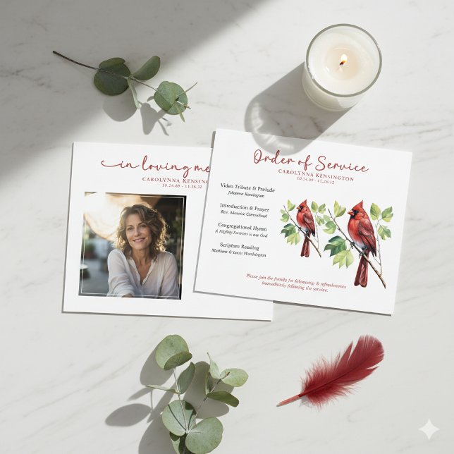 Programa funerario del Cardenal Rojo PAPER (PAPER Red Cardinal Memorial Funeral Program)