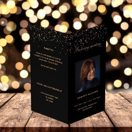 Programa funerario elegante para fotos en oro negr