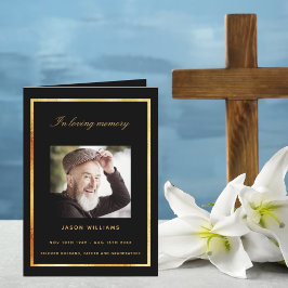 Programa funerario elegante para fotos en oro negr
