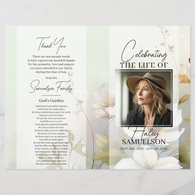 Programa funerario Memorial Flores salvajes gracia (Anverso)