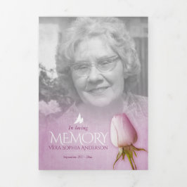 Programa funerario orden de servicio rosa morado