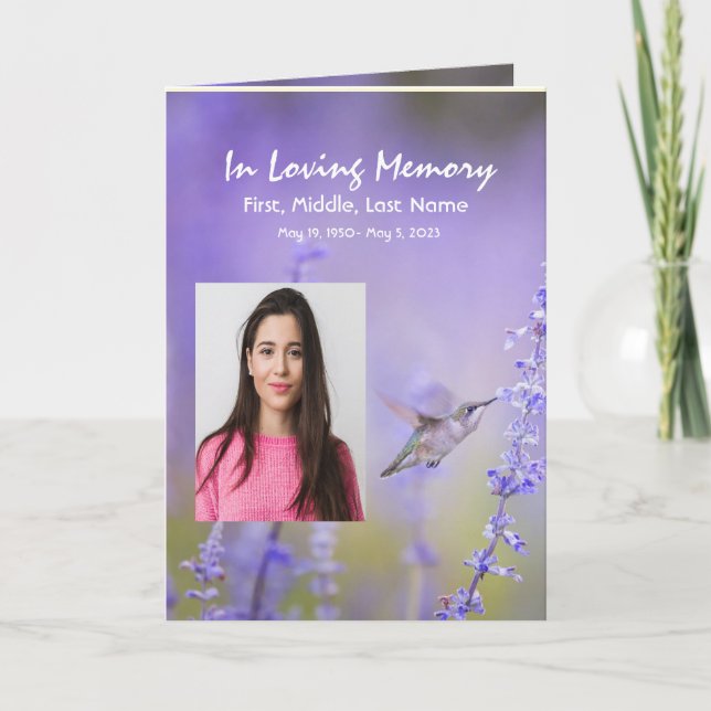 Programa funerario Personalizado Hummingbird Laven (Anverso)
