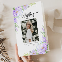 Programa funerario plegado de Petales morados blan