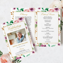 Programa funerario rosa y morado | Orden de servic