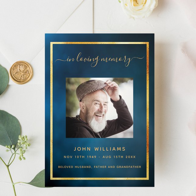 Programa funerario triple de foto de oro azul ciel (Subido por el creador)