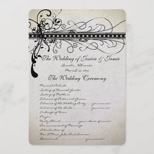 Programa Funky Rustic Luxe Romantic Wedding Program (Anverso)