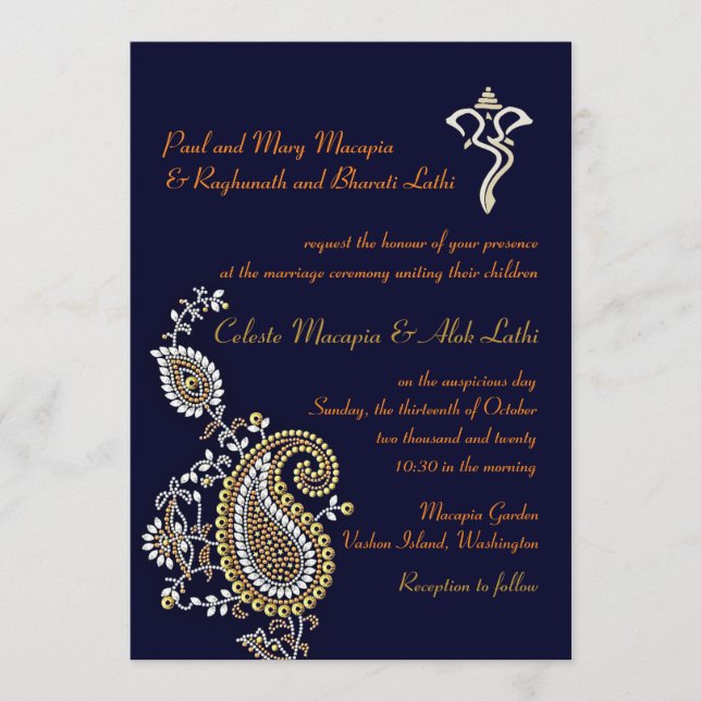 Programa Ganesh Joyas Oro Plata Paisley Boda Hindú (Anverso)