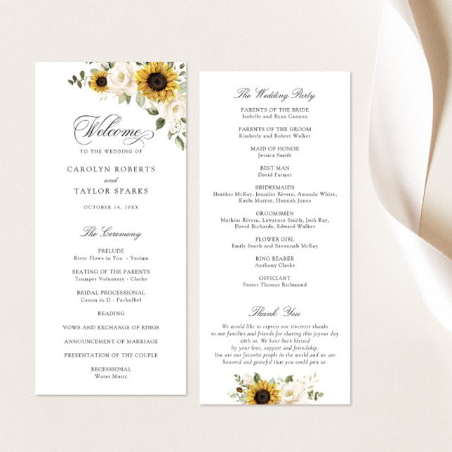 Programa Girasoles Flores Blancas Vegetación Boda Rústica (Subido por el creador)