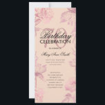 Programa Glam Floral 70th Birthday Rosa Gold Rubor<br><div class="desc">Elegante "Programa de Fiesta de Cumpleaños" con Arreglo Floral en Rosa Oro con texto personalizado.</div>
