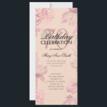 Programa Glam Floral 70th Birthday Rosa Gold Rubor<br><div class="desc">Elegante "Programa de Fiesta de Cumpleaños" con Arreglo Floral en Rosa Oro con texto personalizado.</div>