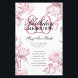 Programa Glam Floral 80th Birthday Rosa Menú Oro<br><div class="desc">Elegante "Programa de Fiesta de Cumpleaños" con Arreglo Floral en Rosa Oro con texto personalizado.</div>